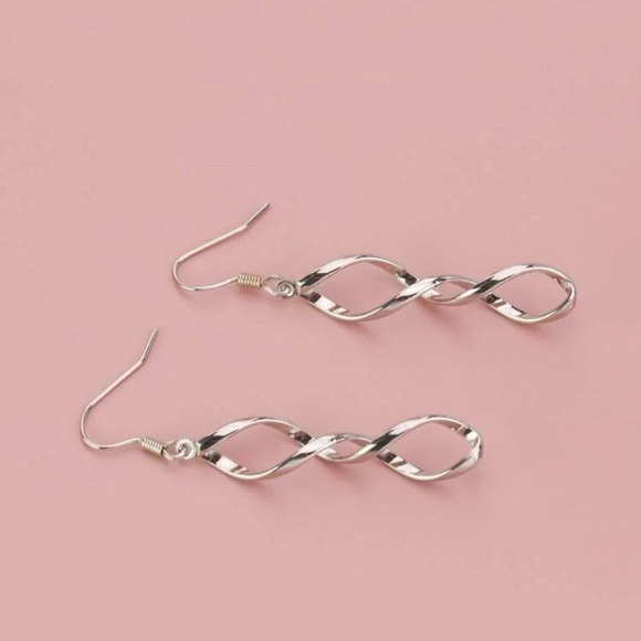 Twist Drop Earrings Silver Plated - Picture 5 of 8